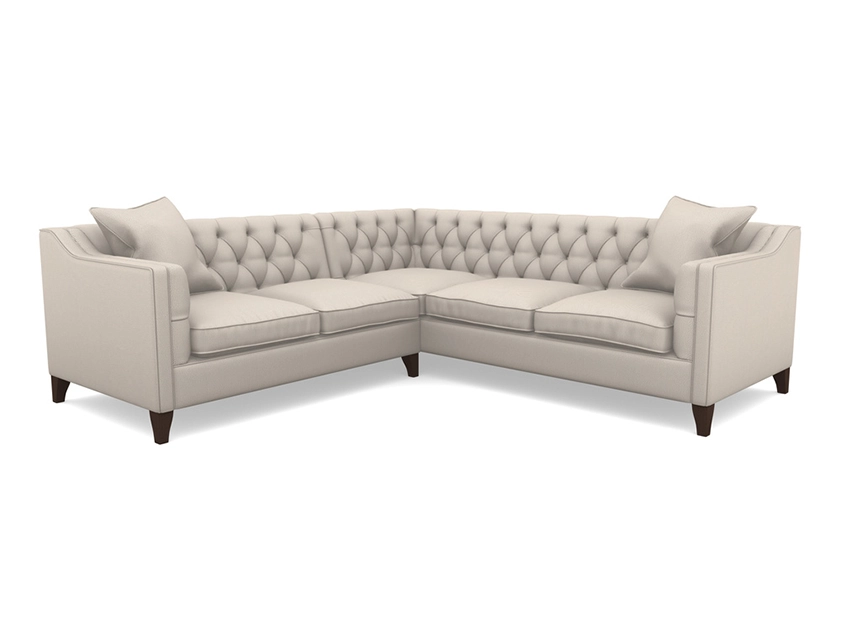 1 Haresfield Dipped Arm Corner Sofa in wo Tone Plain Biscuit